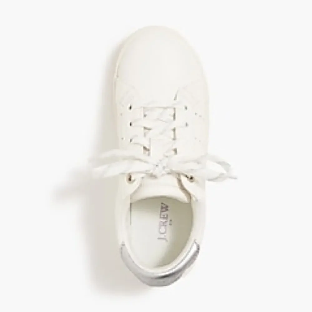 Crewcuts white lavender lace up sneakers